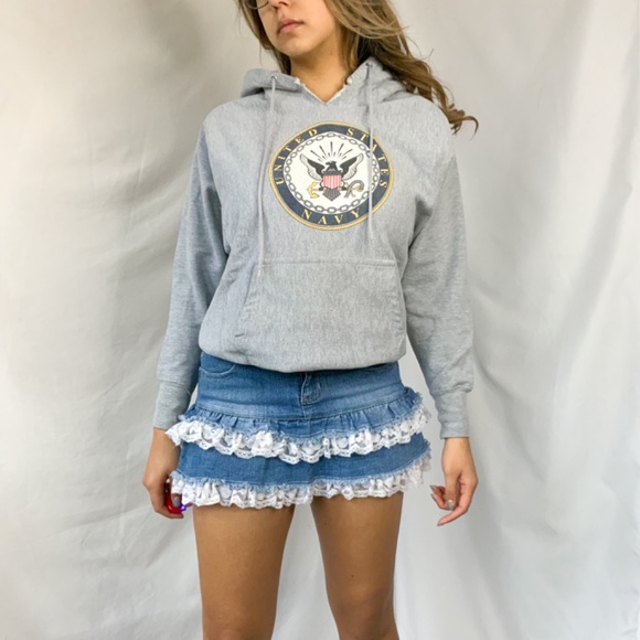 US navy grey sweatshirt hoodie - Picture 4 of 4